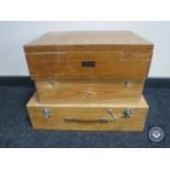 Three twentieth century wooden storage boxes