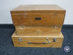 Three twentieth century wooden storage boxes