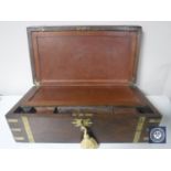 A Victorian mahogany brass inlaid writing box