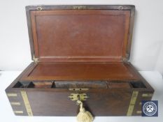 A Victorian mahogany brass inlaid writing box