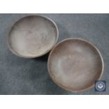 Two large wooden fruit bowls