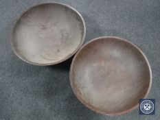 Two large wooden fruit bowls