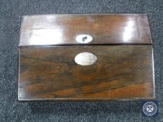 A nineteenth century rosewood travelling writing box