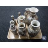 A tray of nine assorted Japanese Satsuma vases
