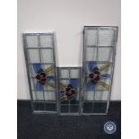 Three double glazed stained glass leaded windows