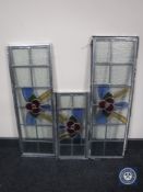 Three double glazed stained glass leaded windows