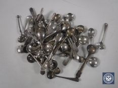 Approximately 56 various silver salt and mustard spoons