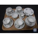 A tray of eighteen pieces of Paragon First Love tea china