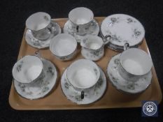 A tray of eighteen pieces of Paragon First Love tea china