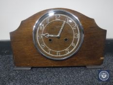 A 20th century oak cased Smiths mantel clock