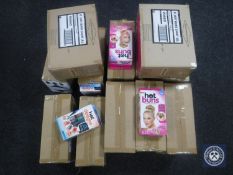 Eight boxes of Hot Buns hair styling kits and four boxes of Hot Design male art pens