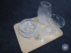 A crystal Dornberger vase together with crystal bowl and vases