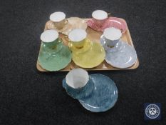 A tray of six Royal Albert Gossamer tea cups with tea plates