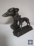 Two cast metal figures - greyhound and greyhound bust