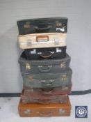 Eight assorted 20th century luggage cases