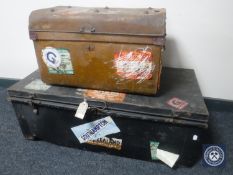 Two early 20th century tin trunks