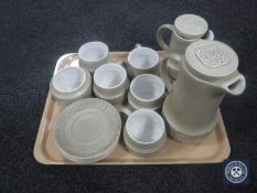 A tray of fourteen pieces of Royal Tudor coffee china