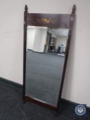 An inlaid mahogany bevel edge hall mirror