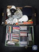 Two boxes containing assorted CD's together with another box containing boxed Border Fine Arts