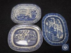 Three nineteenth century Staffordshire blue and white plates
