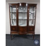 A late Victorian inlaid mahogany bowfront double door display cabinet CONDITION REPORT: