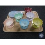 A tray of six Beswick lustre grapefruit dishes and three Maling lustre side plates