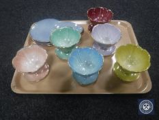 A tray of six Beswick lustre grapefruit dishes and three Maling lustre side plates