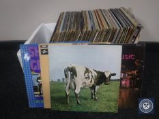 A box of LP's, rock and pop, soul, including Cream, Pink Floyd, Neil Young,