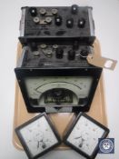 A tray of two vintage metal cased watt metres by Crompton, Parkinson Limited,