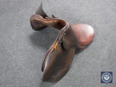 A leather saddle