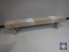 A rustic wooden bench