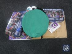 Two boxes of craft punches, mini play tent,