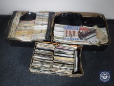 Three boxes of 7" singles including The Beatles, The Kinks,