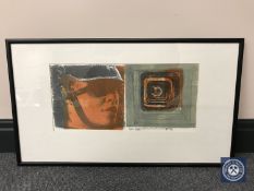 Donald James White : War baby, tri coloured print, signed, 56 cm x 34 cm, framed.