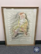 Donald James White : Nude study of Caroline seated, watercolour, signed with initials, dated '87,