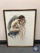 Donald James White : Nude study of Karen seated, colour chalks, signed, dated 31/3/87,