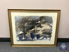 Donald James White : British Steel, Teesmouth, watercolour, signed with initials, dated July '90,