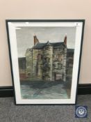 Donald James White : View from front window of 33 Sciennes Road, Edinburgh, colour chalks, signed,