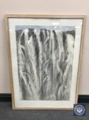 Donald James White : Falling Water II, charcoal on paper, 59 cm x 83 cm, framed.