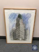 Donald James White : Scott Monument, pencil and watercolour, signed and dated 31/8/90,