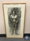 Donald James White : Nude study of Karen standing, watercolour, signed with initials, dated '88,