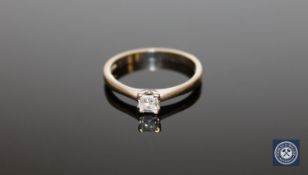 An 18ct gold princess cut solitaire diamond ring, approximately 0.25ct, size L.