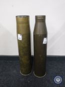 Two brass ammunition shells