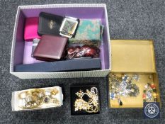 A box of various costume jewellery