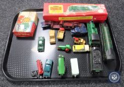 A tray containing boxed Hornby 00 2232 diesel electric locomotive and other Hornby rolling stock,