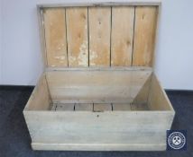A large Victorian stripped pine blanket chest
