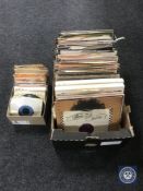 Two boxes of LP records and 7" singles - The Beatles, The Police,