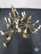 Three early 20th century continental brass light fittings