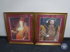 Two gilt framed prints - Henry VIII and Queen Elizabeth I