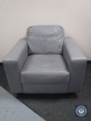 A grey leather armchair